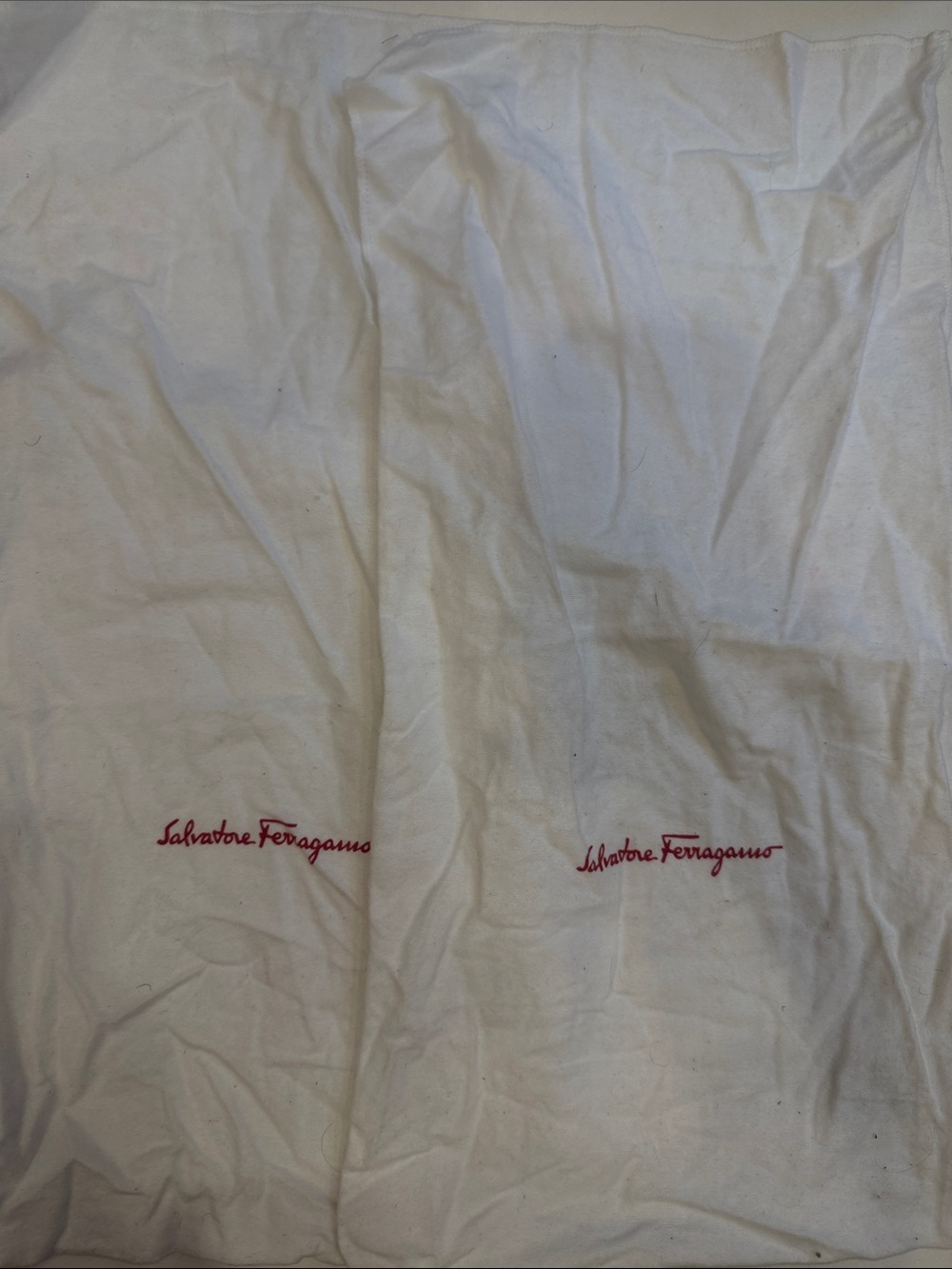 Salvatore Ferragamo White Dust Bags with Red Script Logos
